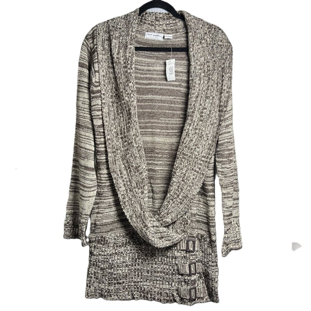 Jamie Nicole Collection Long Brown & Cream Sweater Cardigan Size 2X New